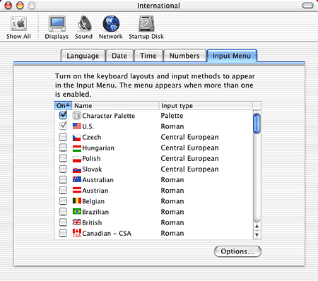 International Preference Pane